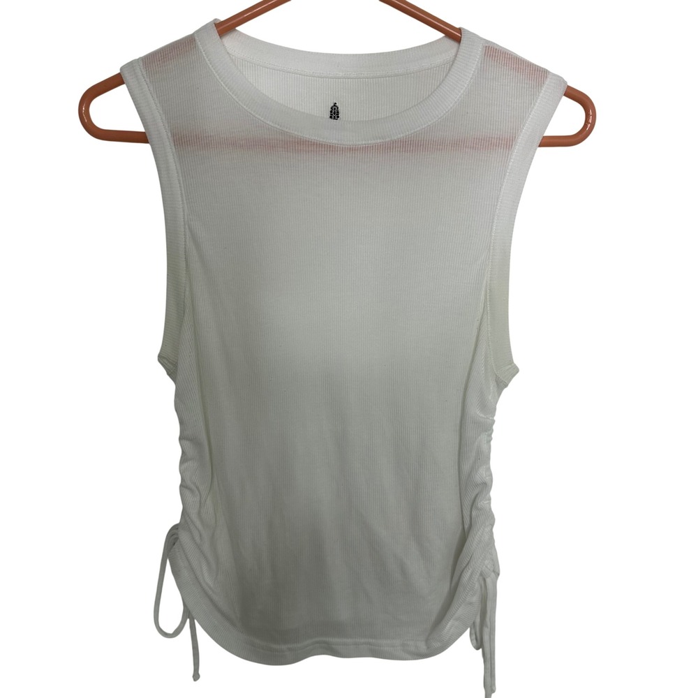 Free People Movement white ribbed tank cropped soft girl casual minimalism small